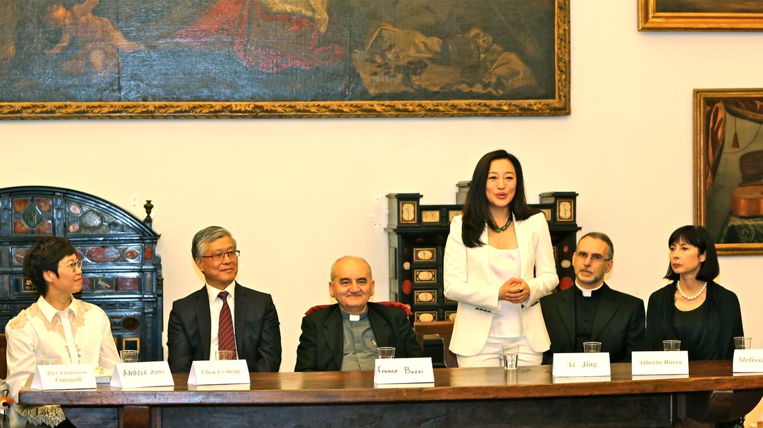 Artist Ai Jing, exhibition DIALOGUES press conference at Veneranda Biblioteca Ambrosiana Museum